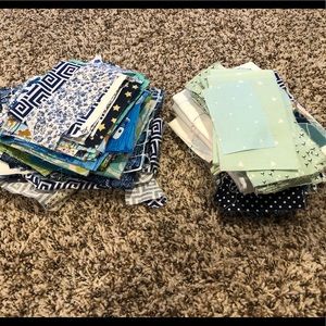 Blue and Green fabric stash.